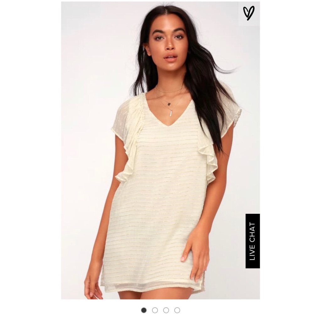 NWT Lulu’s Sunset Dreams GoldStriped Shift Dress